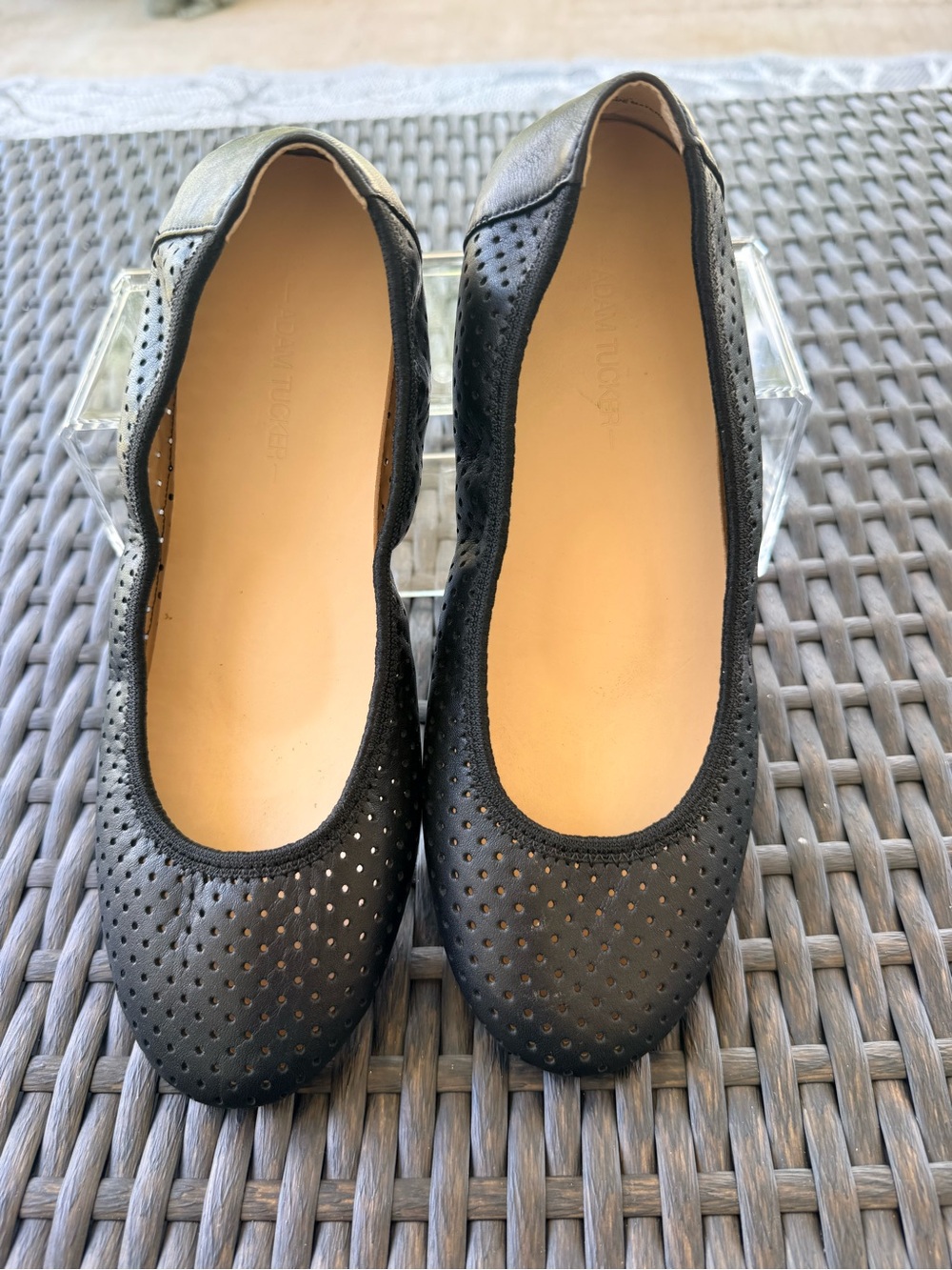 Adam Tucker Black Perforated Ballet Flats